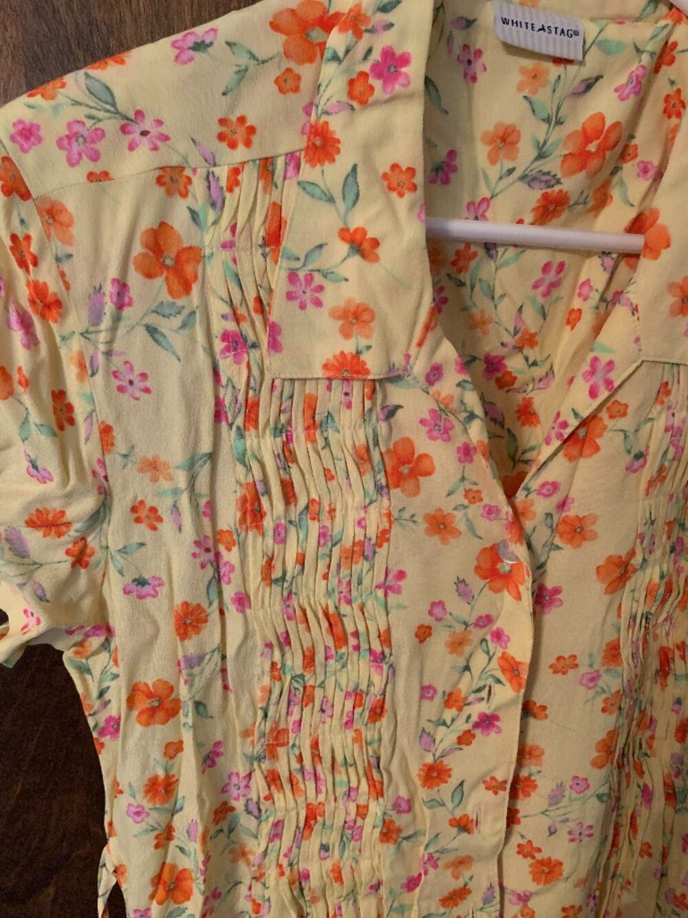 Yellow-Flower-Orange-Green-Pink-dress Maxi-White Stag-New tags-Med 10-12 womens